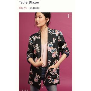 Anthropologie Tavi Blazer - Black Floral XS
